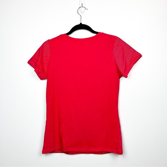 NWT Arvanti Red Short Sleeve Silver Dotted Tee - Picture 7 of 7